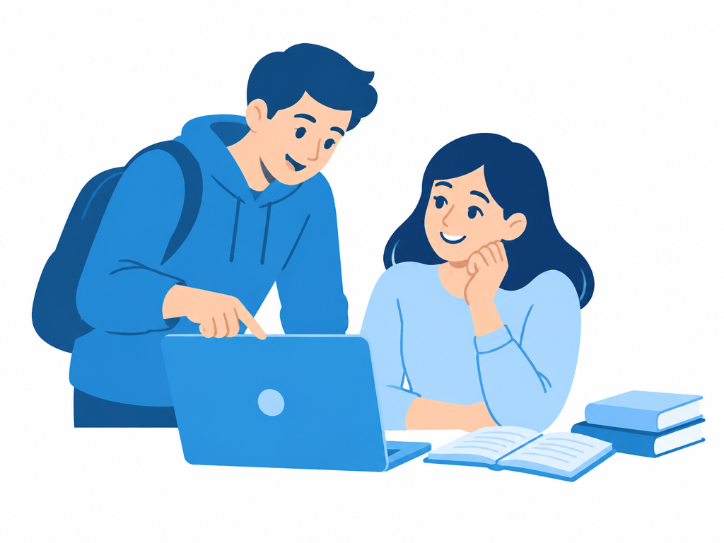 Un tutor che aiuta una studentessa davanti al computer